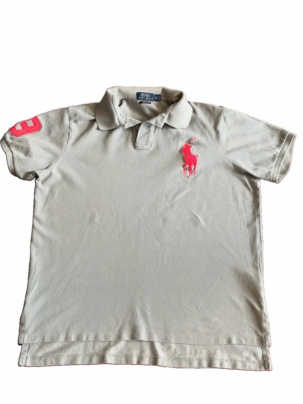 Ralph Lauren Light Gray Polo with Pink Pony XL